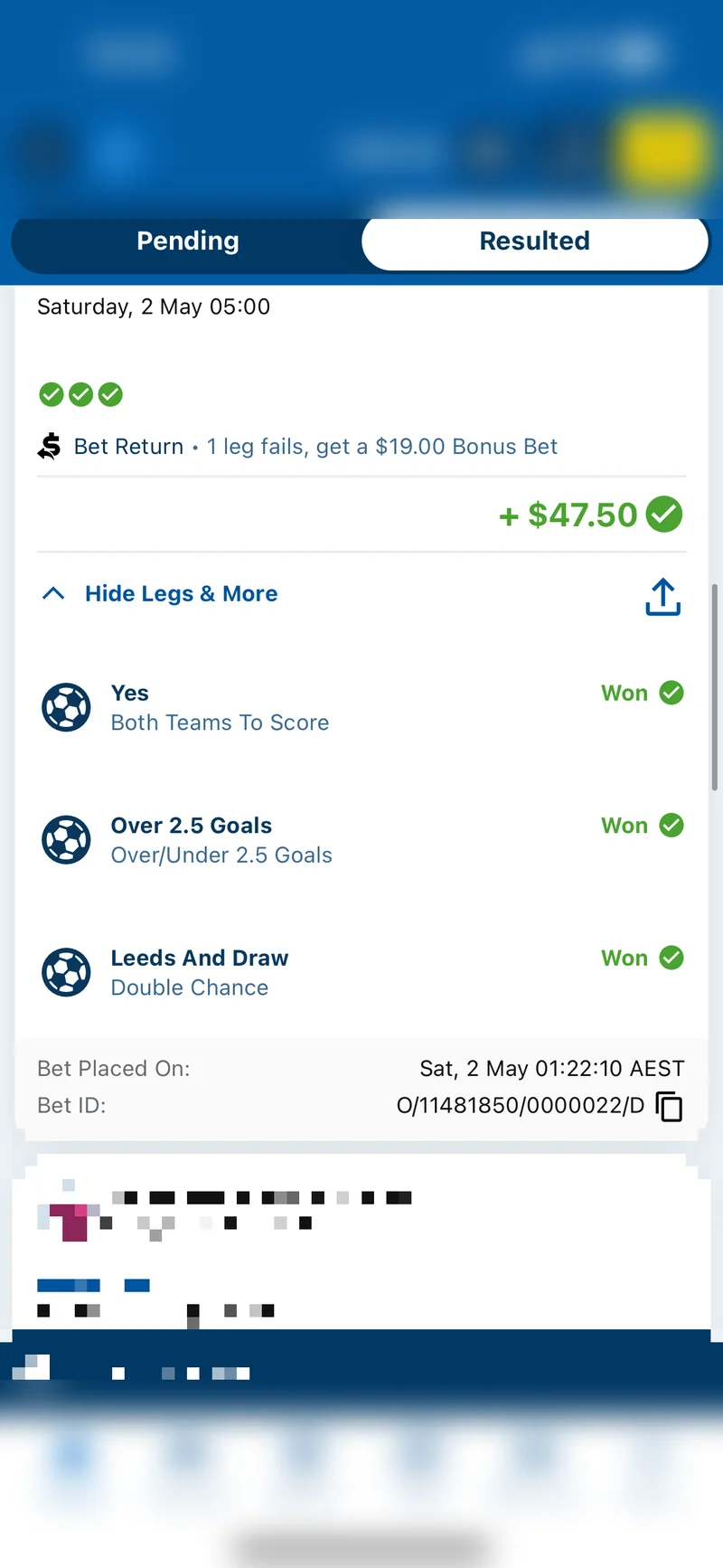 Same Game Multi @ 2.25 — 3 Legs, Win +$47.50